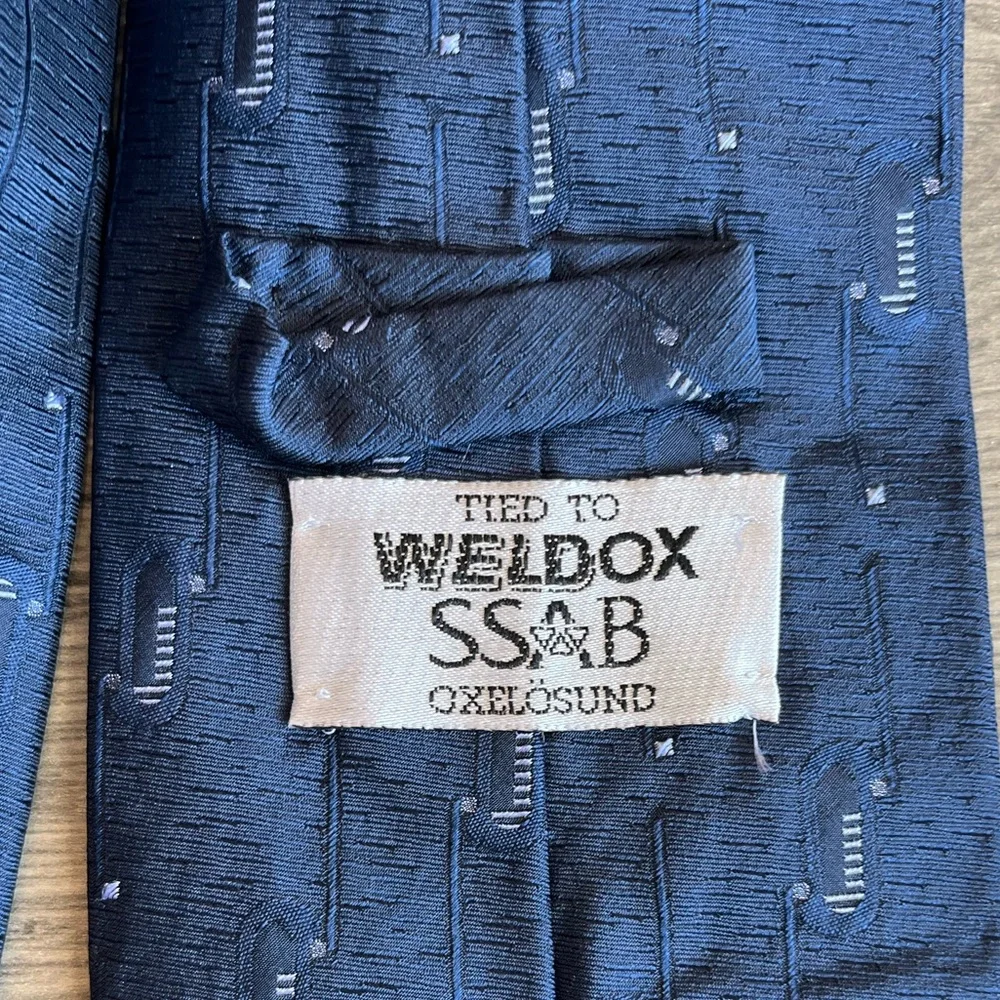Weldox SSAB Strenx Men’s Neck Tie Navy Blue Silk Workwear Dressy Formal